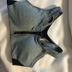 Gray Zip-Front Sports Bra